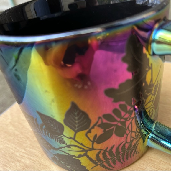 Starbucks 2020 Fall Black Iridescent Ceramic Rose 14 OZ Mug - Picture 16 of 16